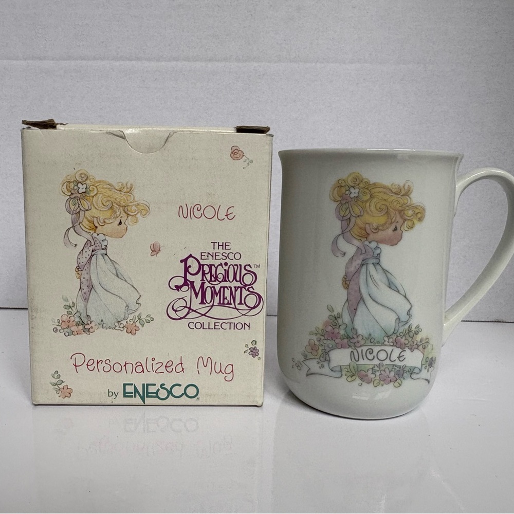 Precious Moments Personalized Mug “Nicole” – Enesco – With Original Box (1990s)